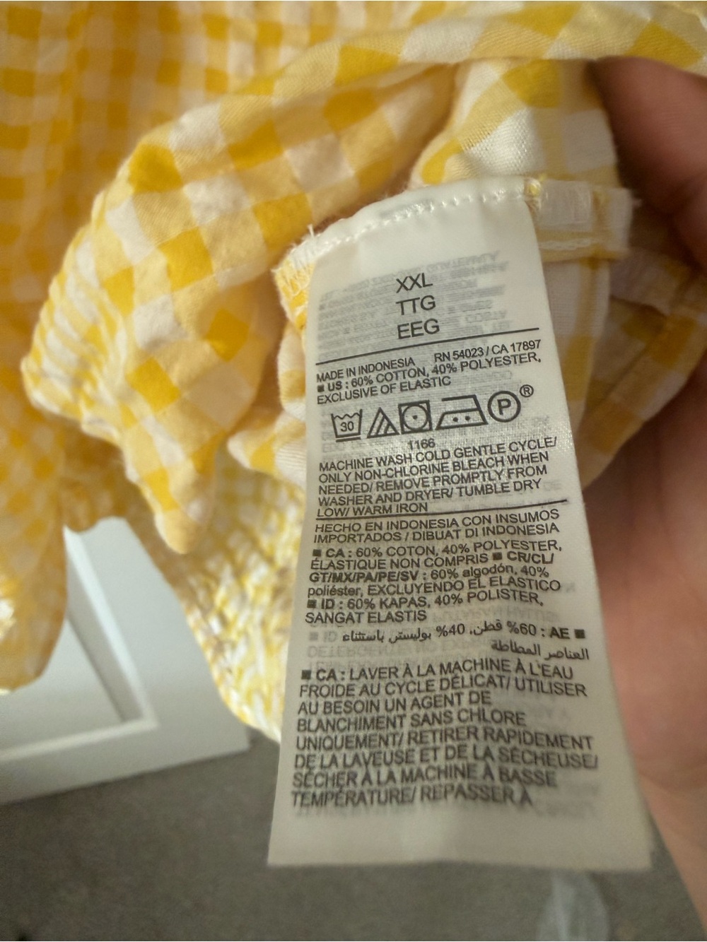Old Navy Yellow Gingham Mini Dress with Puff Sleeves - Picture 3 of 4